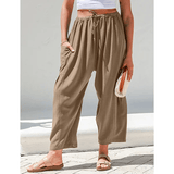 BreezyLuxe™ - Damebukser i hør med brede ben og lommer - Azora