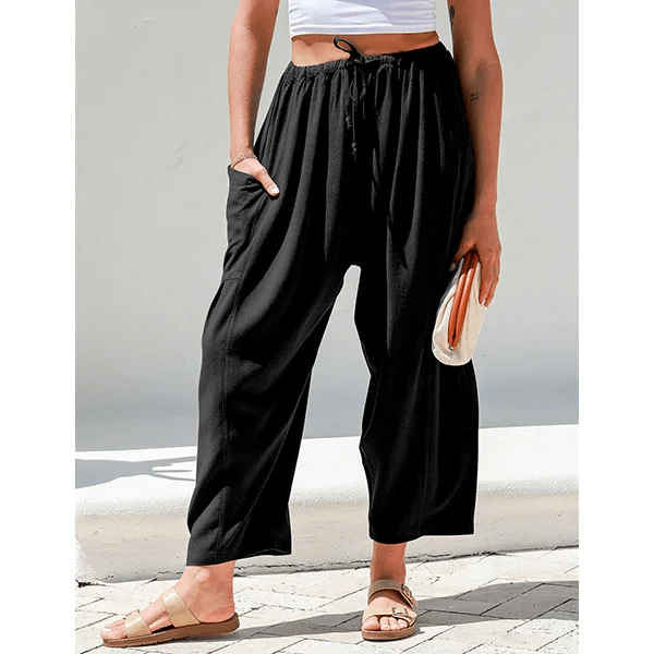 BreezyLuxe™ - Damebukser i hør med brede ben og lommer - Azora