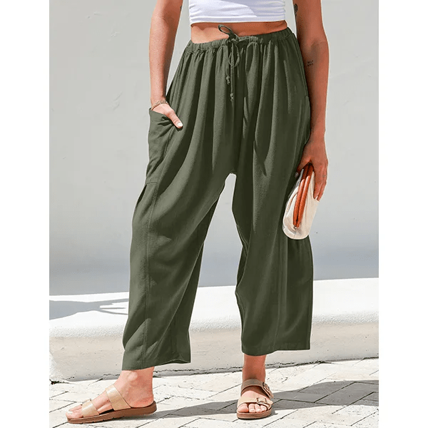 BreezyLuxe™ - Damebukser i hør med brede ben og lommer - Azora