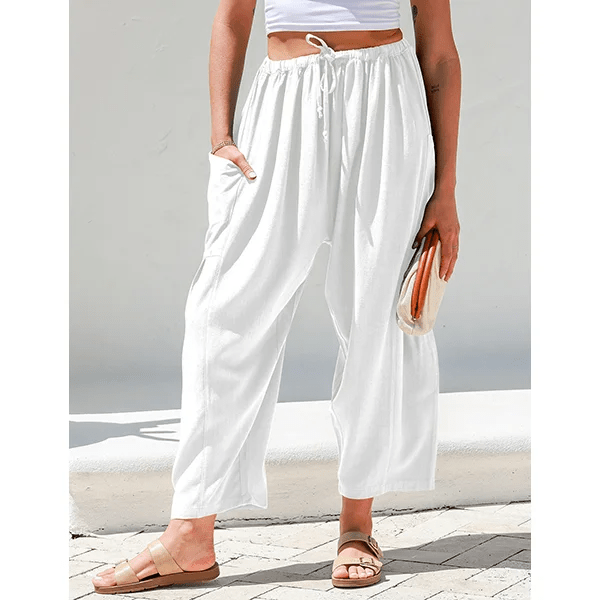 BreezyLuxe™ - Damebukser i hør med brede ben og lommer - Azora