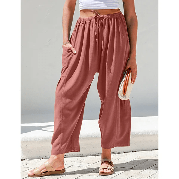 BreezyLuxe™ - Damebukser i hør med brede ben og lommer - Azora