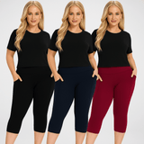 FlowFit™ - Åndbare capribukser i 3‑pak - Azora