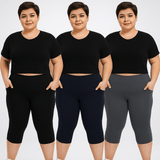 FlowFit™ - Åndbare capribukser i 3‑pak - Azora