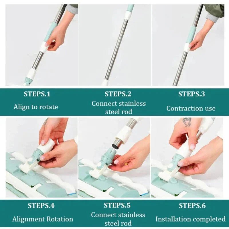 SteelMop Pro™ - Flad moppe med rustfri stål skaft - Azora