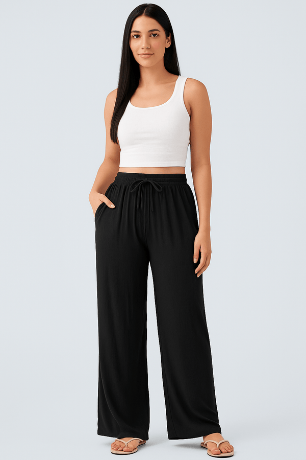 WideEase™ - Bukser med høj talje og snorelommer med brede ben - Azora